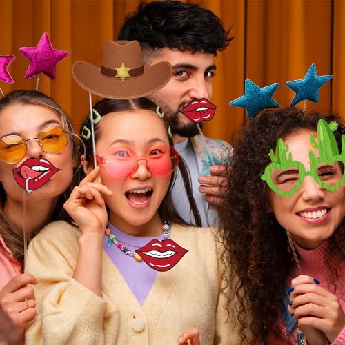 36Pcs Wild West Photo Booth Props for Party Decorations