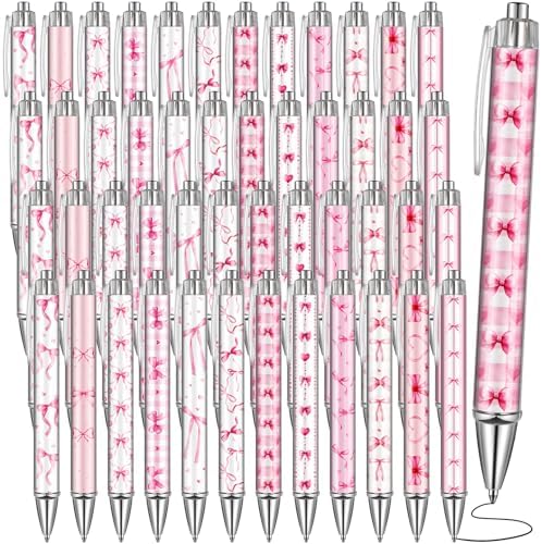 48 Pcs Coquette Pink Bow Ballpoint Pens for Women