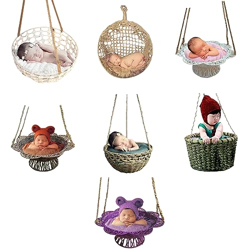 Retro Rattan Woven Hanging Basket for Newborn Photography 1