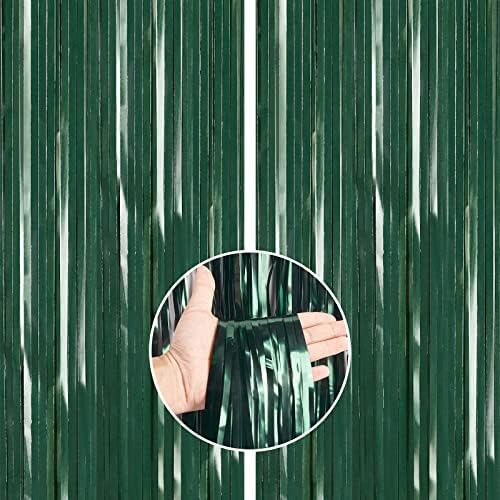 PartyWoo Retro Green Foil Curtain 2 pcs