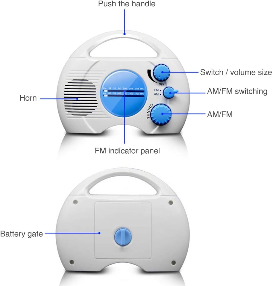 Etiger AM FM Waterproof Hanging Shower Radio
