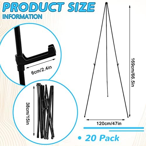 Honoson 20 Pack Foldable Metal Easel Stand Set