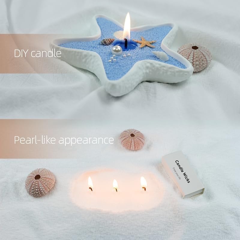 Rustic Wooden Candle Holder with Refillable Candle Sand and 30 Wicks