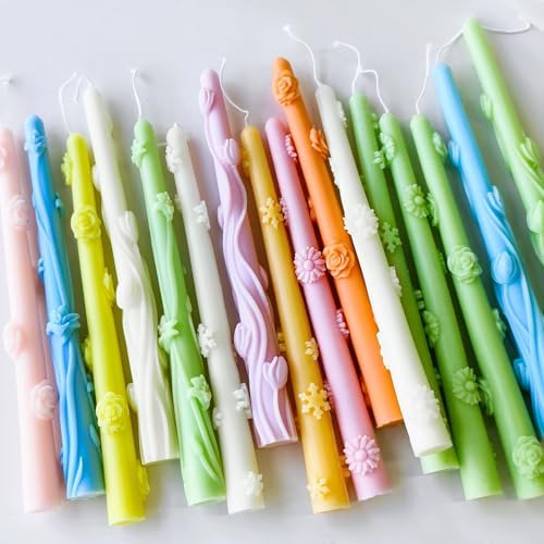 Long Cylindrical Flower Silicone Candle Mold