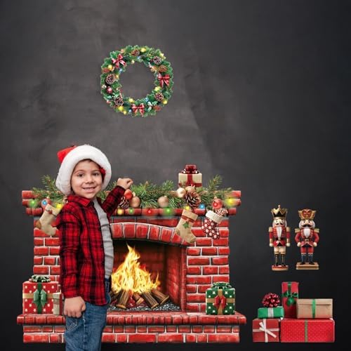 Christmas Fireplace Bulletin Board Decor Set 415x34 Inch