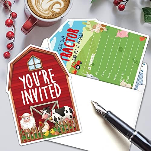 RZHV 15 Pack Farm Animal Shaped Invitations With Envelopes