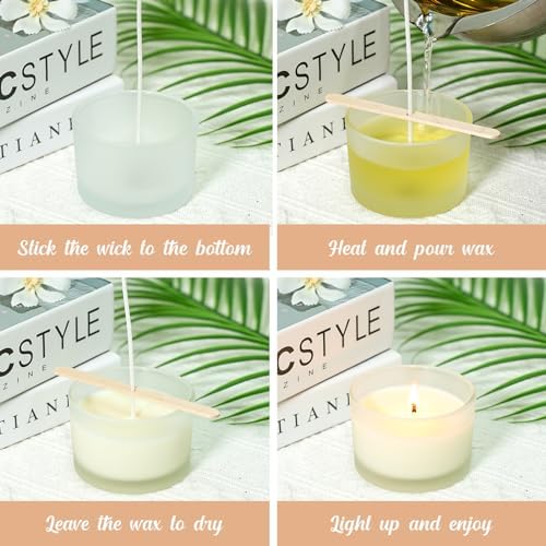 4oz Candle Jars with Bamboo Lids and Wick Kit 15 Pack