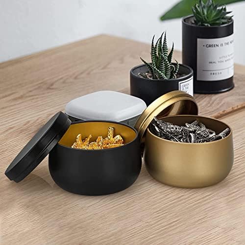 8oz Candle Tins 24 Pieces with Lids Black and Gold