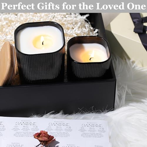 12 Pcs Matte Black Square Candle Jars with Bamboo Lids