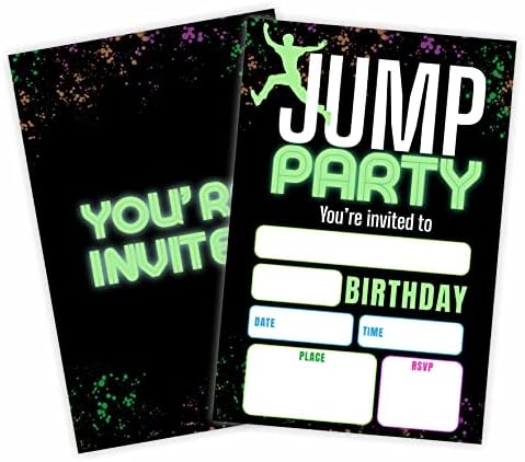 GREOXG Jump Party Birthday Invitations 20 Count With Envelopes