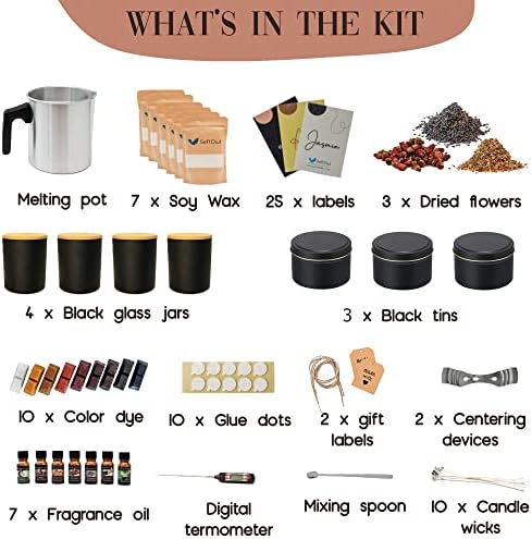 SoftOwl Premium Soy Candle Making Kit - Black Edition