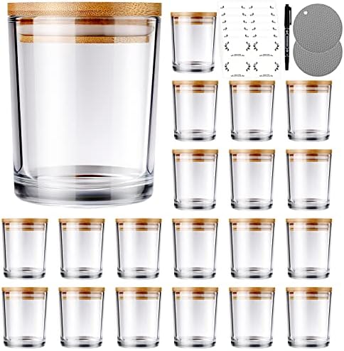 20 Piece Candle Jar Set with Lids and Labels