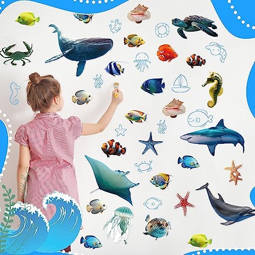 Fulmoon 62 Pcs Ocean Animal Cutouts Classroom Decorations