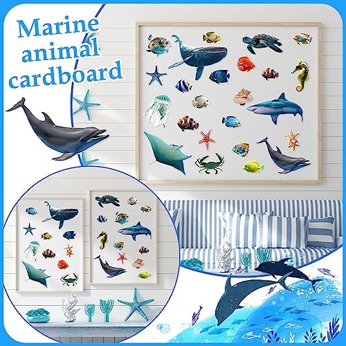 Fulmoon 62 Pcs Ocean Animal Cutouts Classroom Decorations