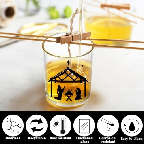 10 Pcs Christmas Glass Candle Jars with Cork Lids