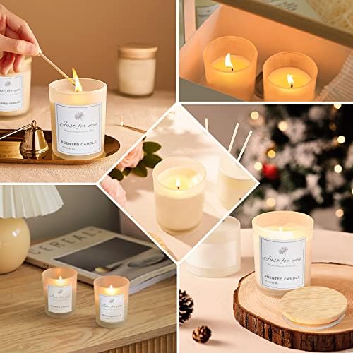 CONNOO 15 Pack Frosted Glass Candle Jars with Bamboo Lids