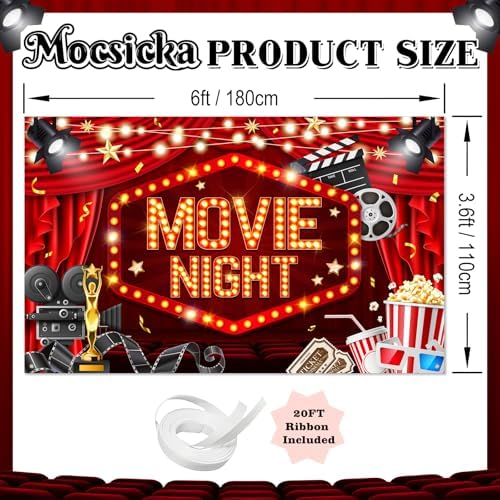 Mocsicka Movie Night Backdrop Banner 6x36ft