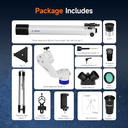 SVBONY SV520 High-Powered Refractor Telescope Kit for Beginners