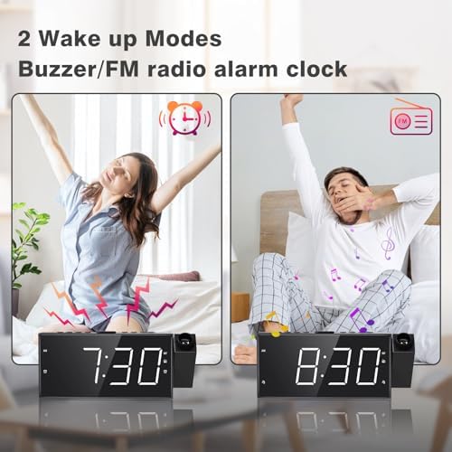 Mesqool Projection Alarm Clock with FM Radio and Dual Alarms
