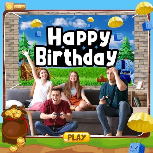 Happy Birthday Game Party Backdrop Banner