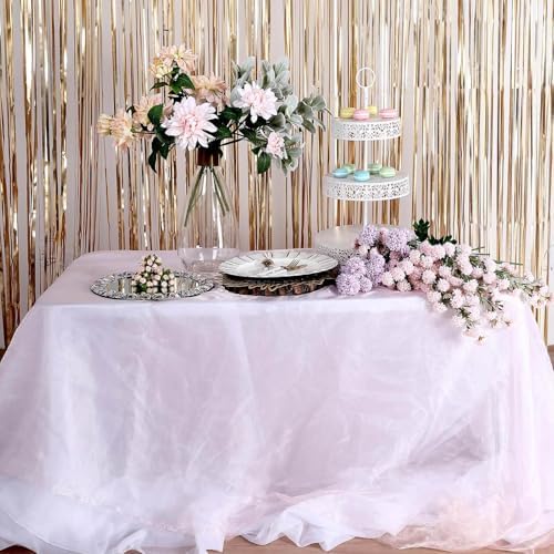Efavormart 8ft Matte Gold Foil Fringe Curtain
