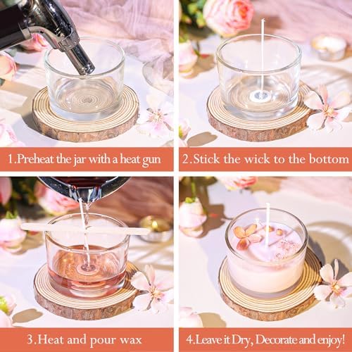 CONNOO 15 Pack 4 Oz Clear Glass Candle Jars with Airtight Bamboo Lids