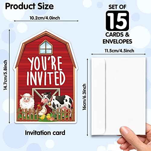 RZHV 15 Pack Farm Animal Shaped Invitations With Envelopes