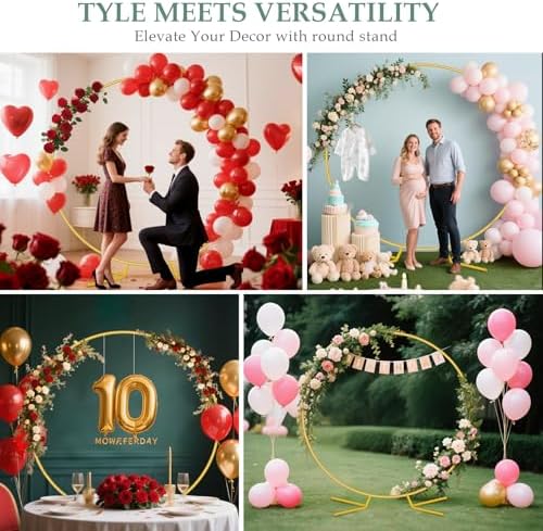 WellSign 72FT Gold Metal Balloon Arch Stand Kit