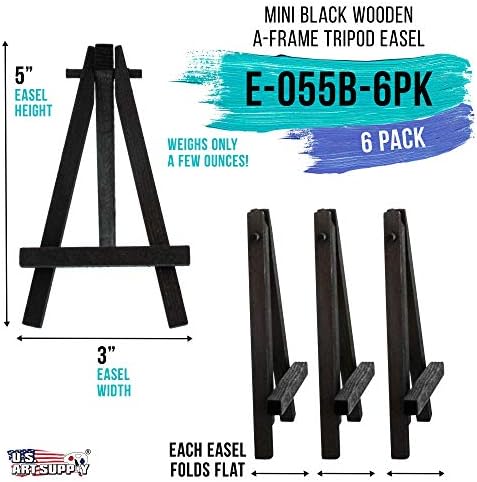 US Art Supply 5 Mini Easel 6 Pack Black