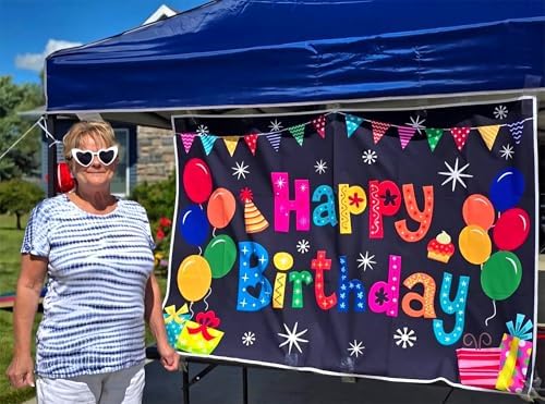 DIZHI Colorful Birthday Backdrop Banner 5x3ft