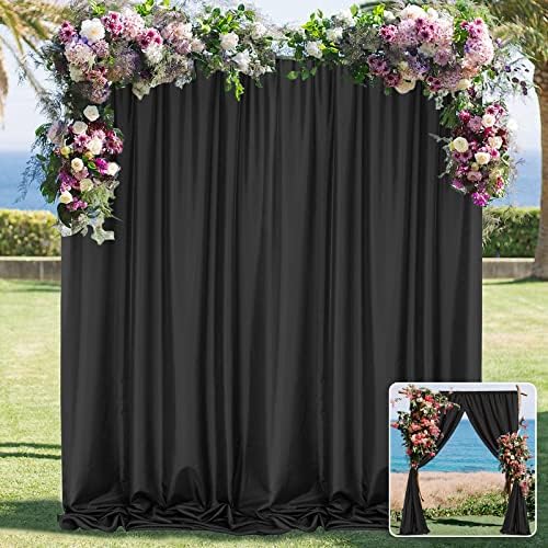 Black Backdrop Curtain 2 Panels 5ft x 10ft Rod Pocket