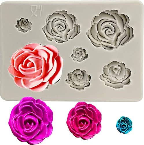 Roses Flowers Silicone Mold for Fondant Cake Soap Polymer Clay