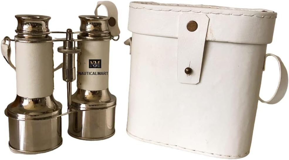 Nautical Chrome Binocular with Leather Case