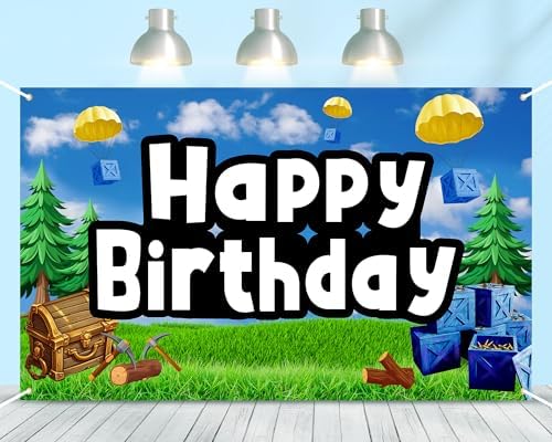 Happy Birthday Game Party Backdrop Banner
