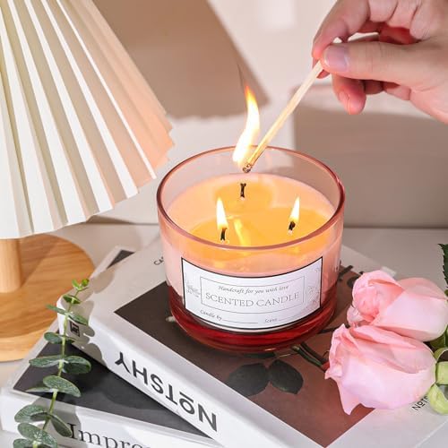 CONNOO 6 Pack 16 oz Candle Jars with 3 Wicks and Metal Lids