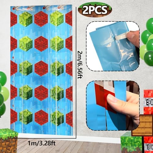 Video Game Party Backdrops 2 Pcs Foil Fringe Curtains