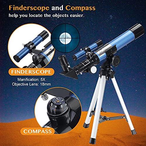 AOMEKIE 40400 Telescope with Tripod and Eyepieces for Astronomy Beginners