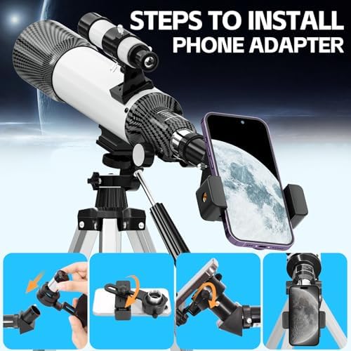 70mm Aperture Telescope for Adults Kids with Phone Adapter and Tripod