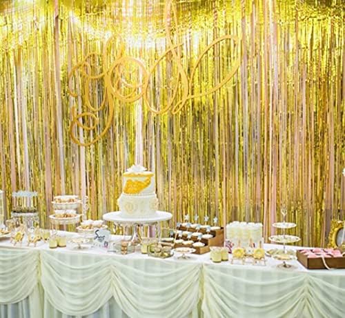 Gold Metallic Tinsel Foil Curtain 3 Pack
