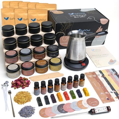 SoftOwl Premium Soy Candle Making Kit Black Edition