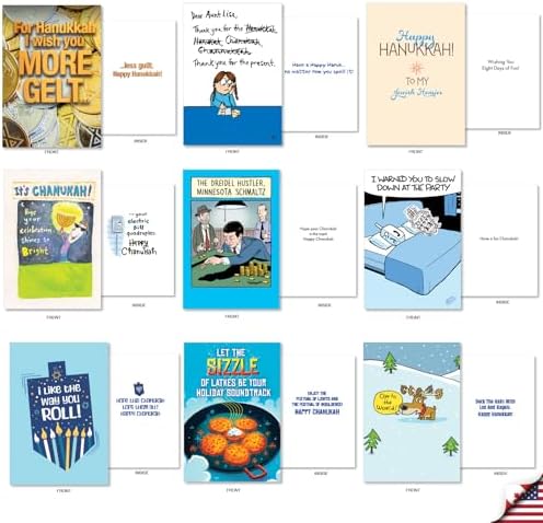 NobleWorks 36 Funny Chanukah Greeting Cards with Envelopes