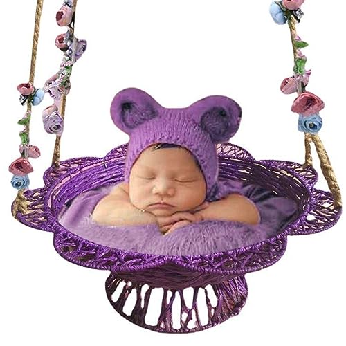 Retro Rattan Woven Hanging Basket for Newborn Photography 1