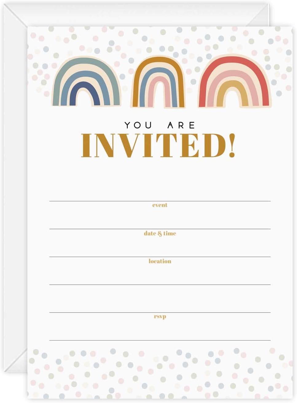 Modern Rainbow Fill In Invites 25 Cards With Envelopes