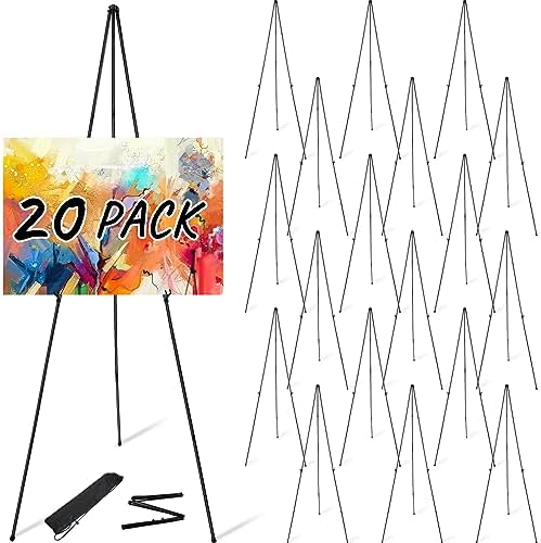 Honoson 20 Pack Foldable Metal Easel Stand Set