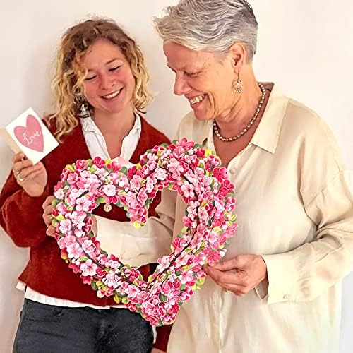 Cherry Blossom Heart Pop Up Card Wreath 15 Inch