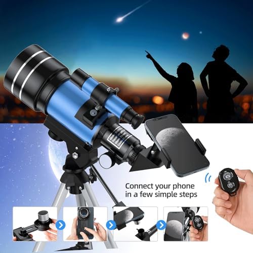 Alkinshue Kids Telescope 70mm 400mm 24-180X AZ Mount with Tripod