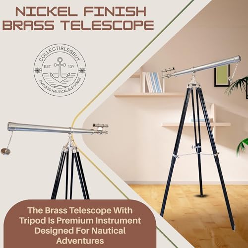 Decorative Double Barrel Marine Telescope with Black Tripod