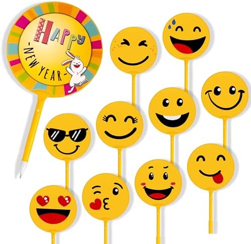 10 Pcs Happy New Year Pens with Smiley Emoji