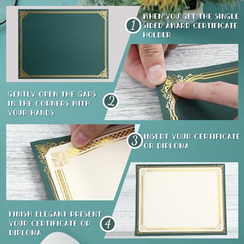 Kosiz 50 Pcs Single Sided Certificate Holders with Gold Foil Border