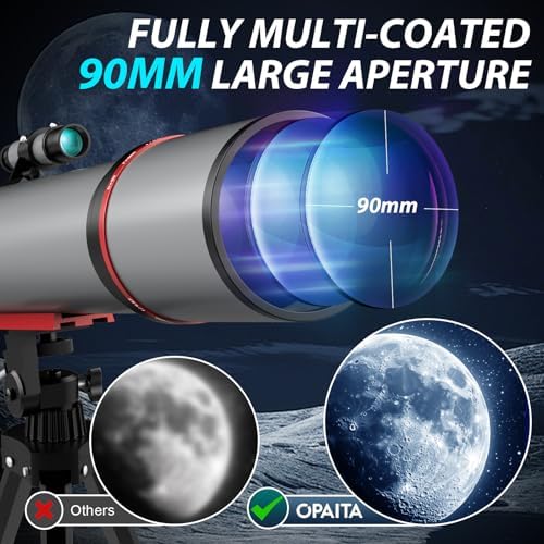 90mm Aperture Refractor Telescope for Moon Stars Observation